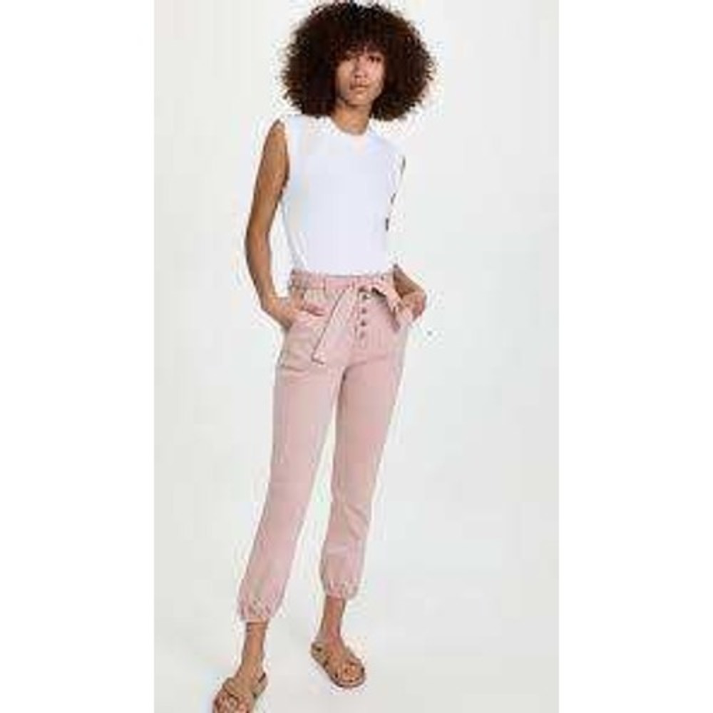 PAIGE Mayslie Jogger Pants 26 Pink Vintage Rouge Glow Utility Ankle Zip Cargo